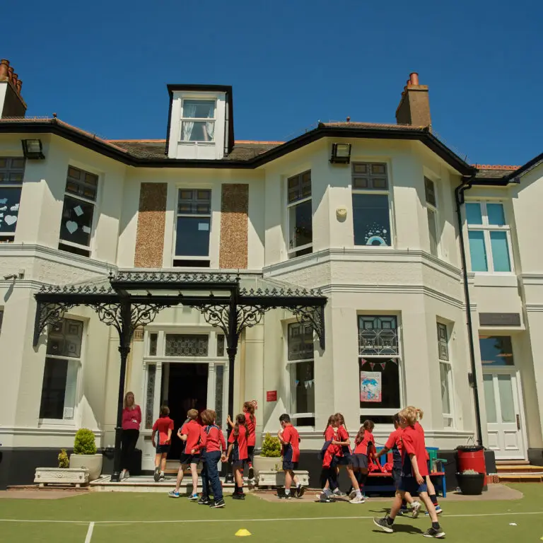 students outside their school